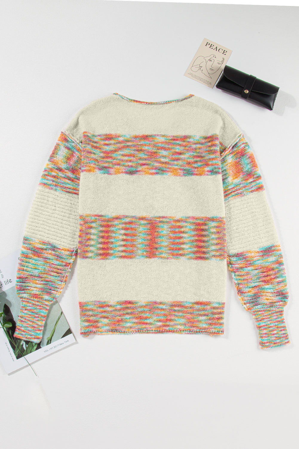 Maxct &Contrast Half Button Long Sleeve Sweater