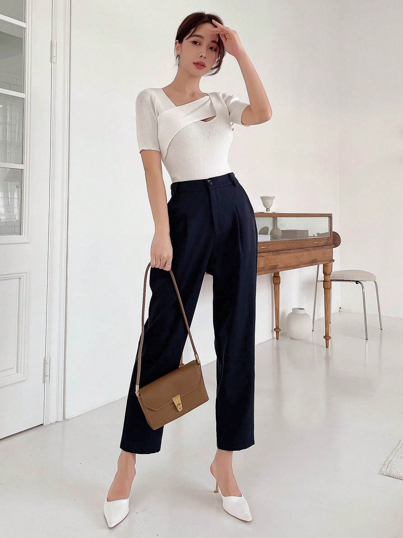 Maxct Solid Slant Pocket Suit Pants