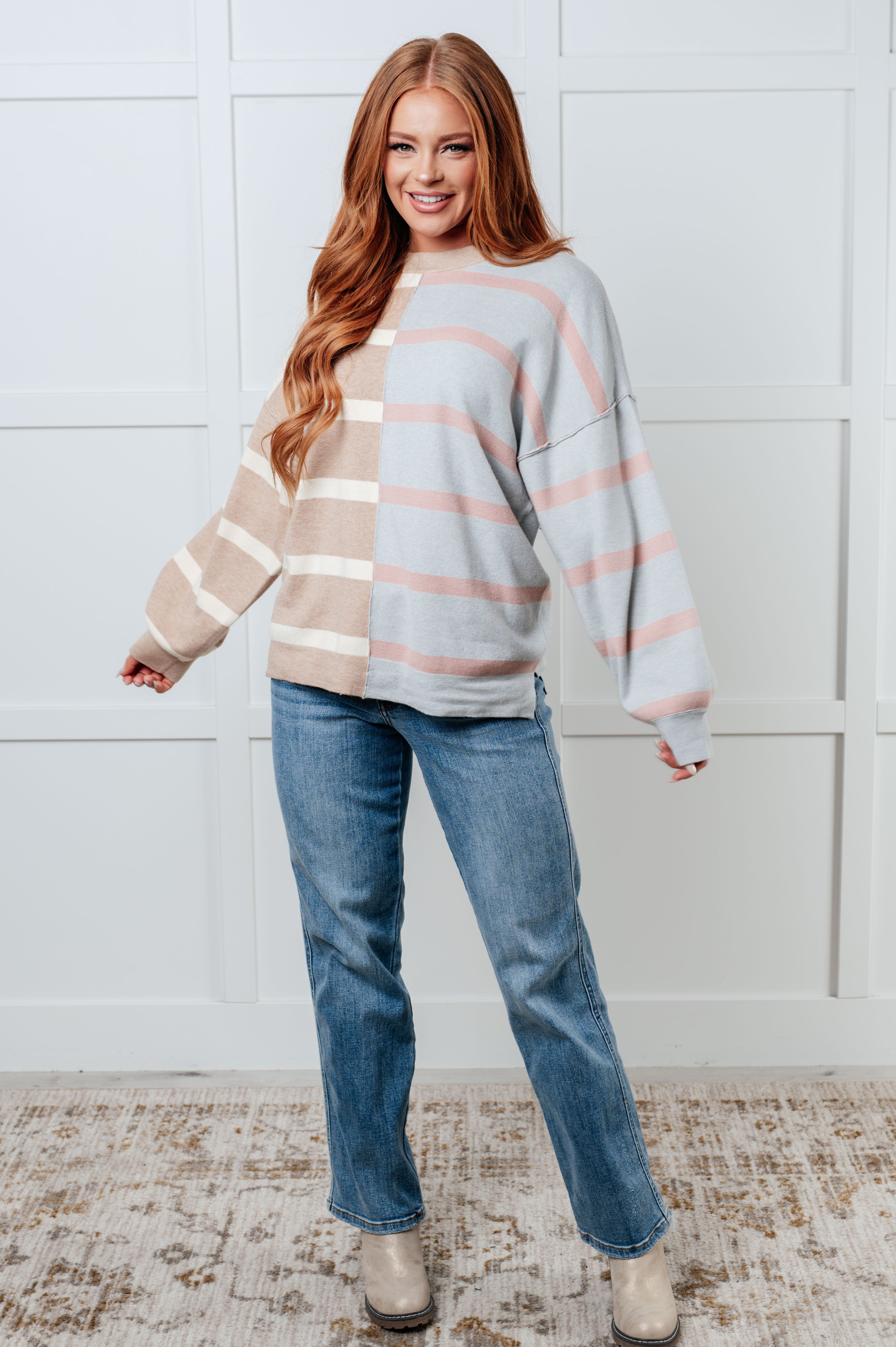 Maxct &Exceptional Thought Striped Patchwork Sweater