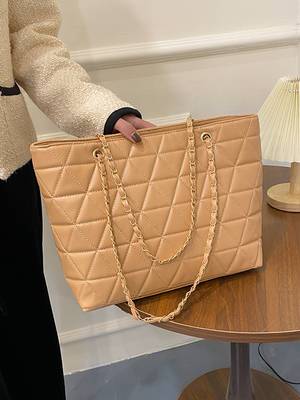 Minimalist Quilted Chain Flap Square Bag - Women Tote Bags