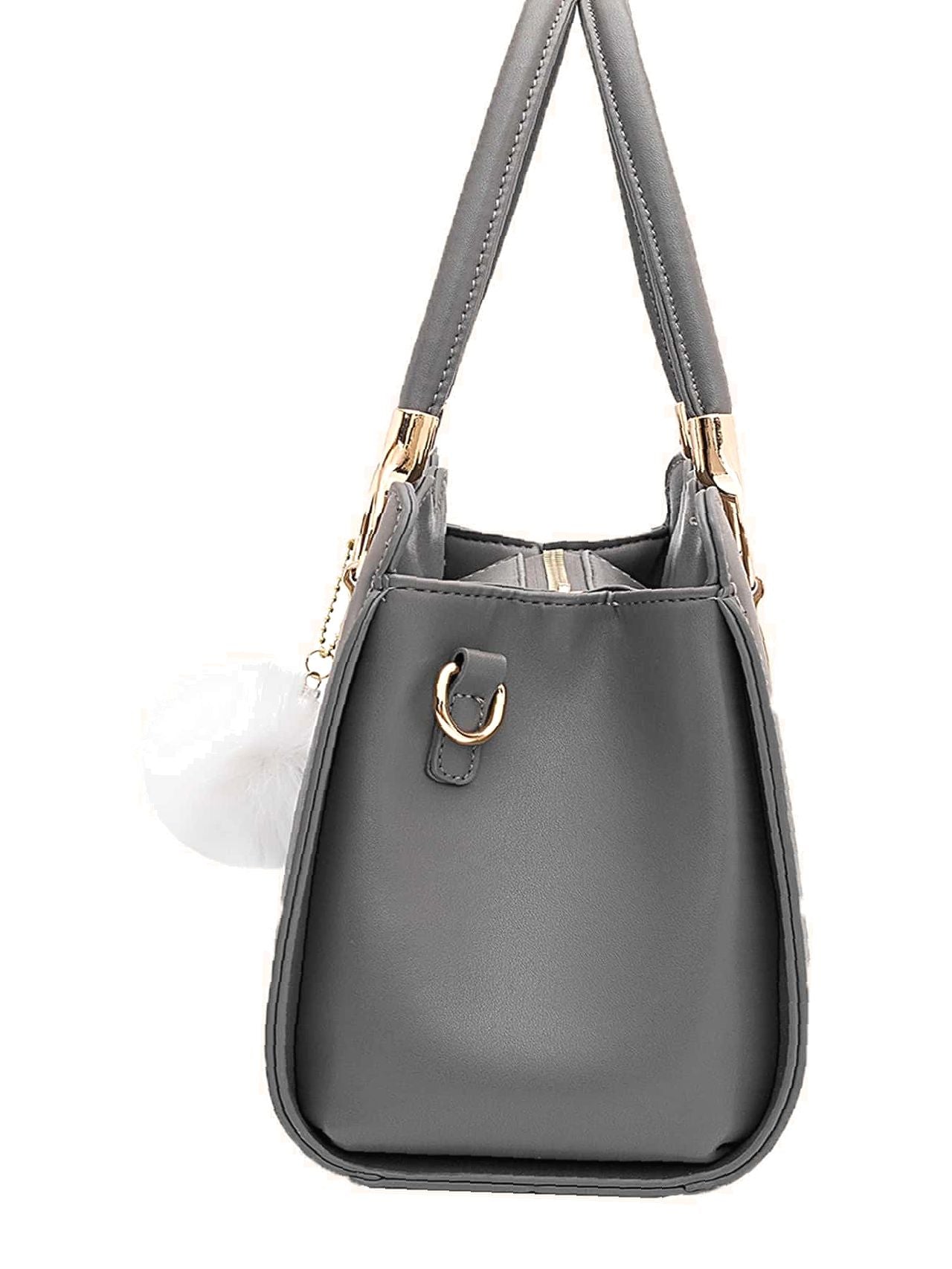 Maxct - Pom Pom Decor Letter Graphic Shoulder Bag - Women Tote Bags