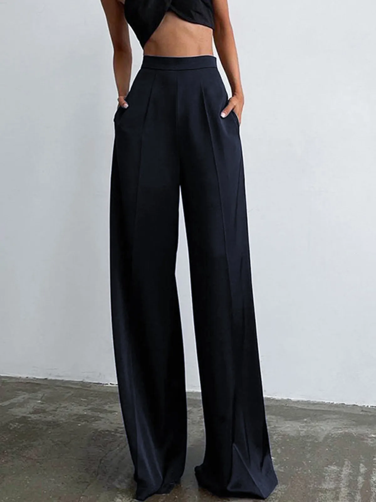 Maxct Oversized Satin Wide Leg Dress Pants