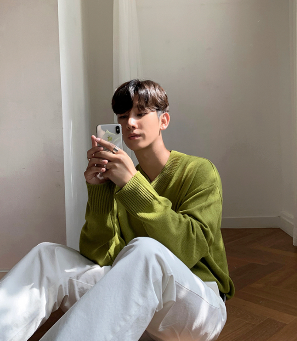 Maxct Green V-Neck Sweater