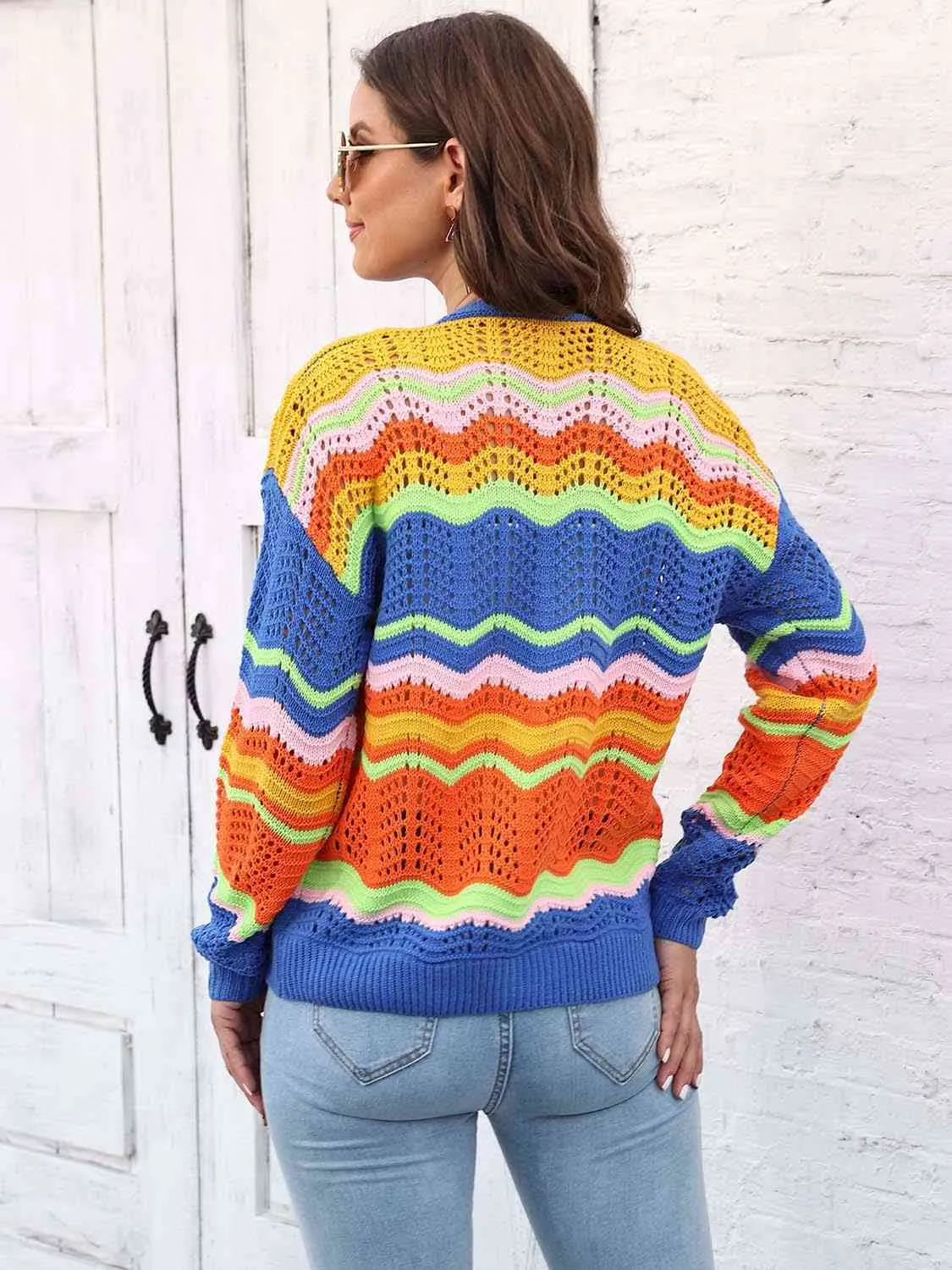 Maxct &Open Front Openwork Cardigan