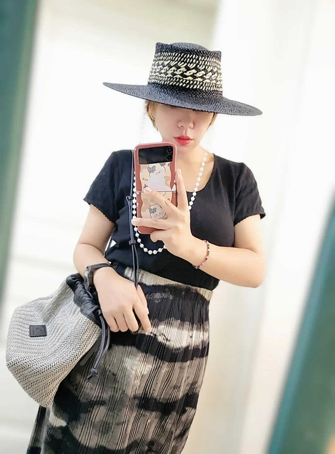 Straw Hat Japanese Style Black Brown Panama Women's Beach Big Brim