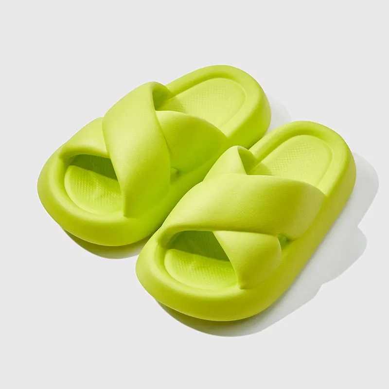 Cross Design Platform Slide Sandals for Women Maxct