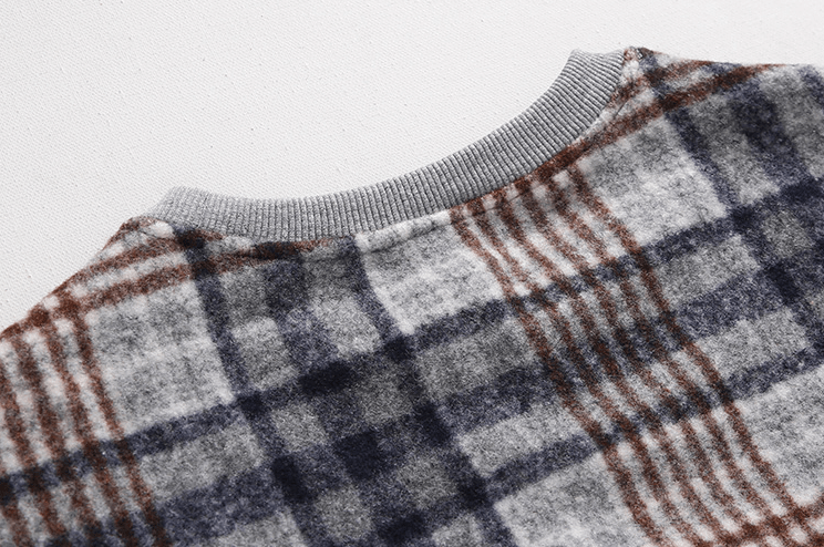 Maxct 6164 Knitted Crewneck Plaid Sweater
