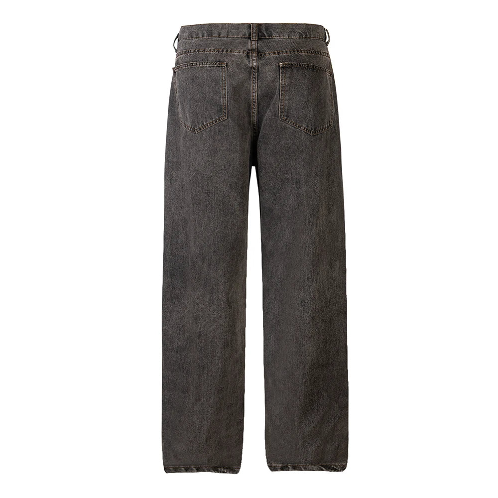 Maxct  Jeans Pants for Men Straight Patchwork Streetwear Baggy Denim Trousers Unisex Cargos