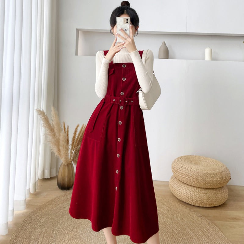 Corduroy Button Up Midi Dress Maxct