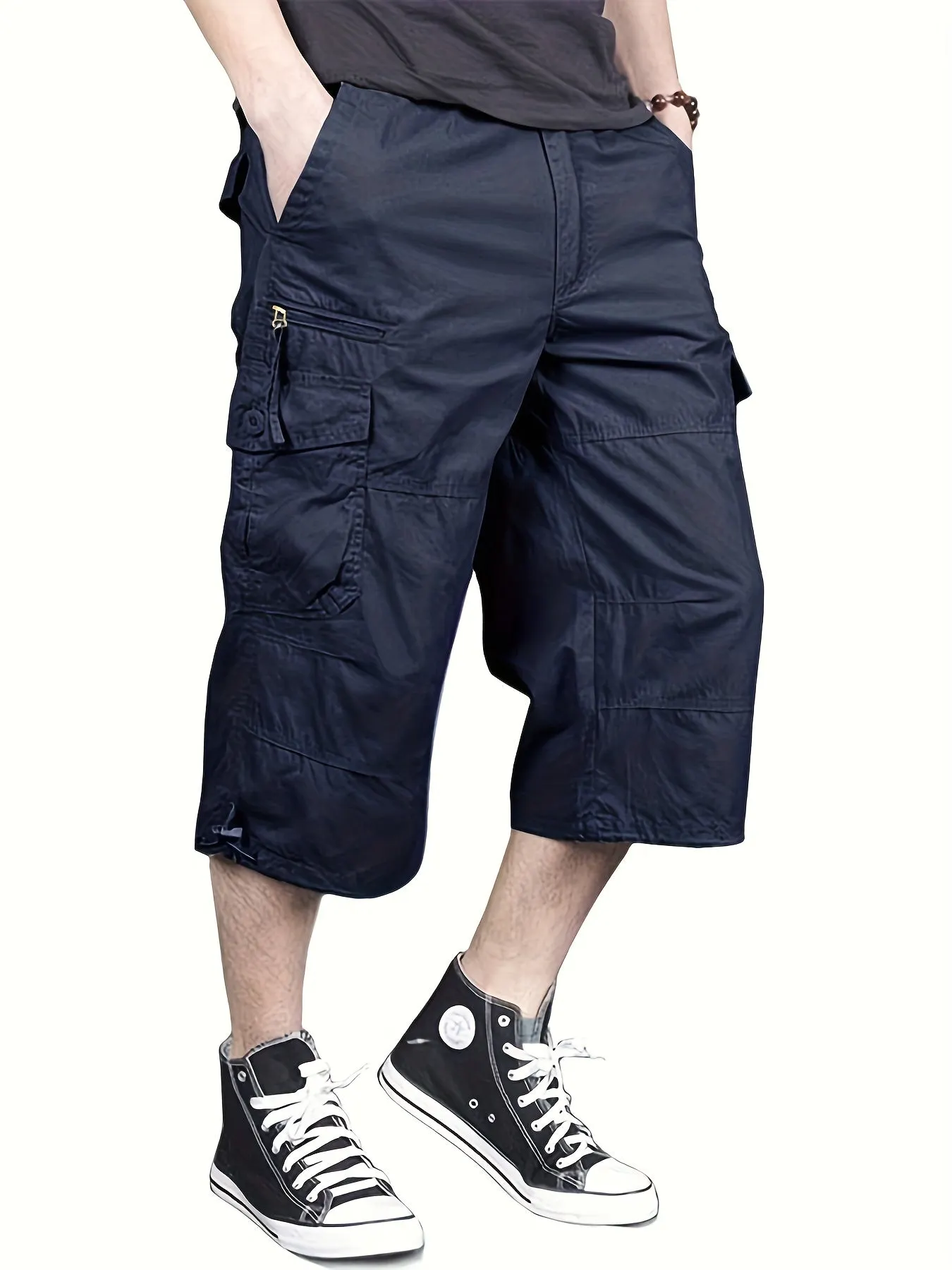dunnmall  Maxct  Street Style Men's Casual Cargo Capris Jeans With Pocket, Men's Outfits