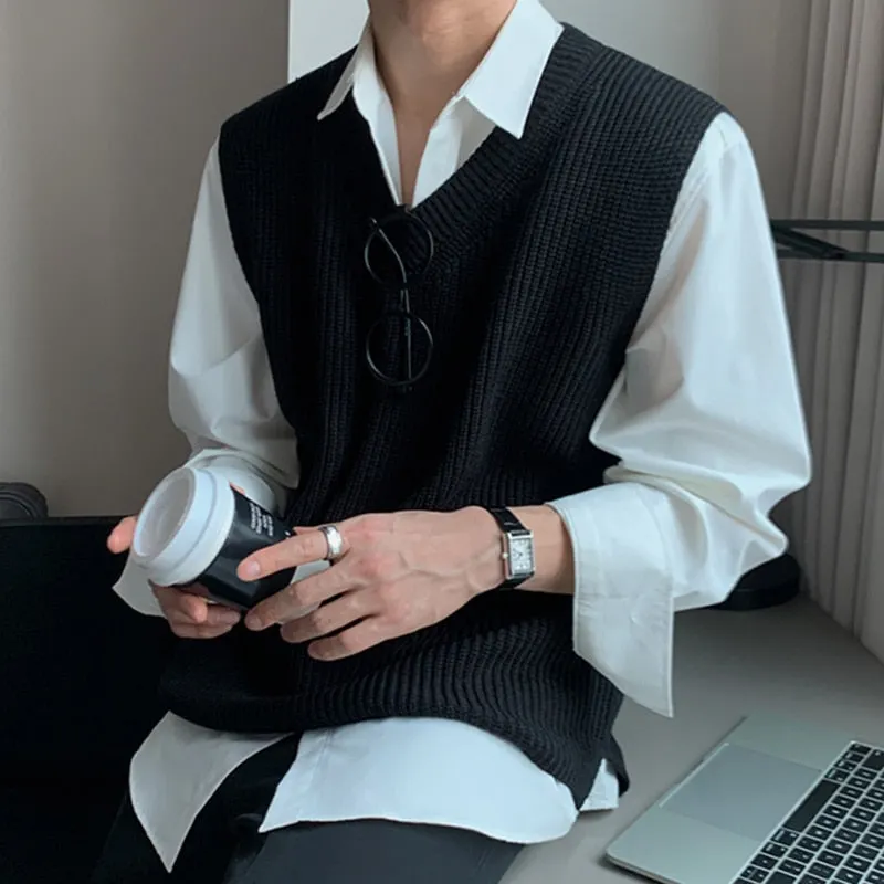 Maxct Rib Knit V-Neck Sweater Vest