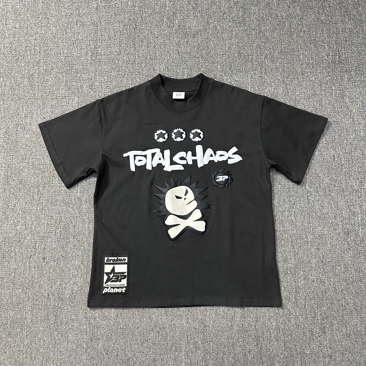 Maxct 90S Streetwear Cartoon Skull Foam Printed Round Neck Short Sleeve Casual American Fashion Brand T-Shirt Men And Women High Street Loose