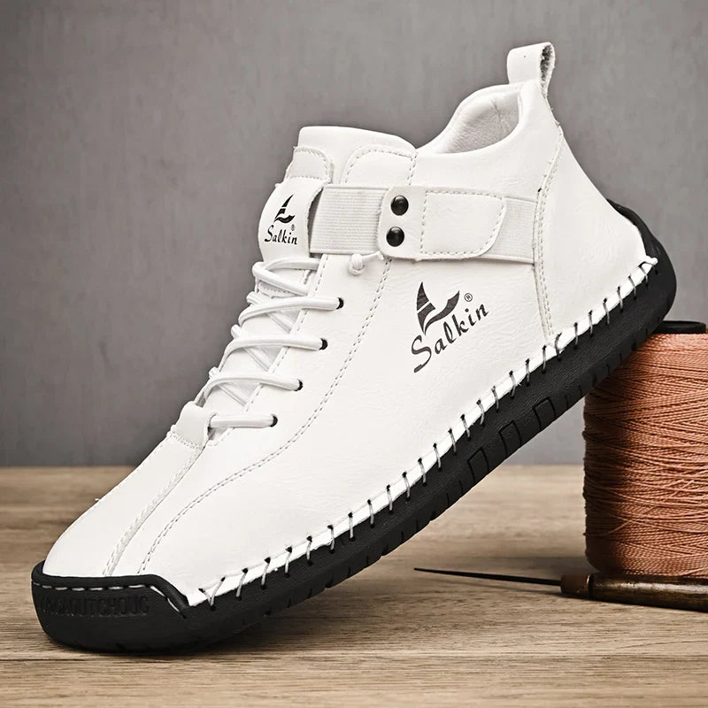 Handmade Design Sneakers Men's Casual Leather Ankle Boots Maxct