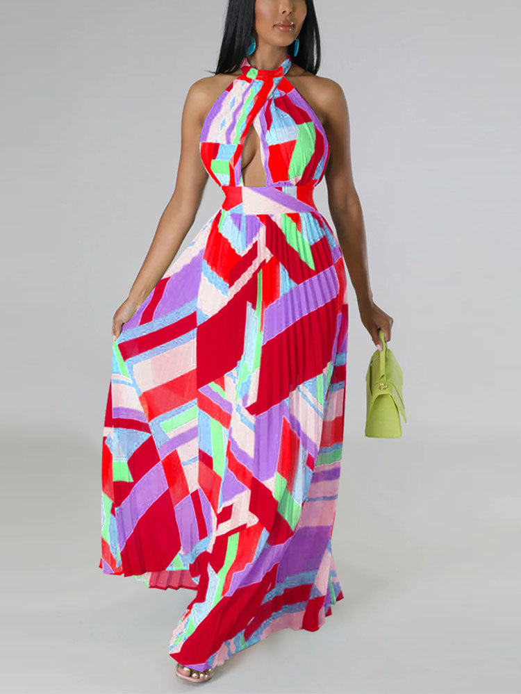 Halter Pleated Maxi Dress Maxct