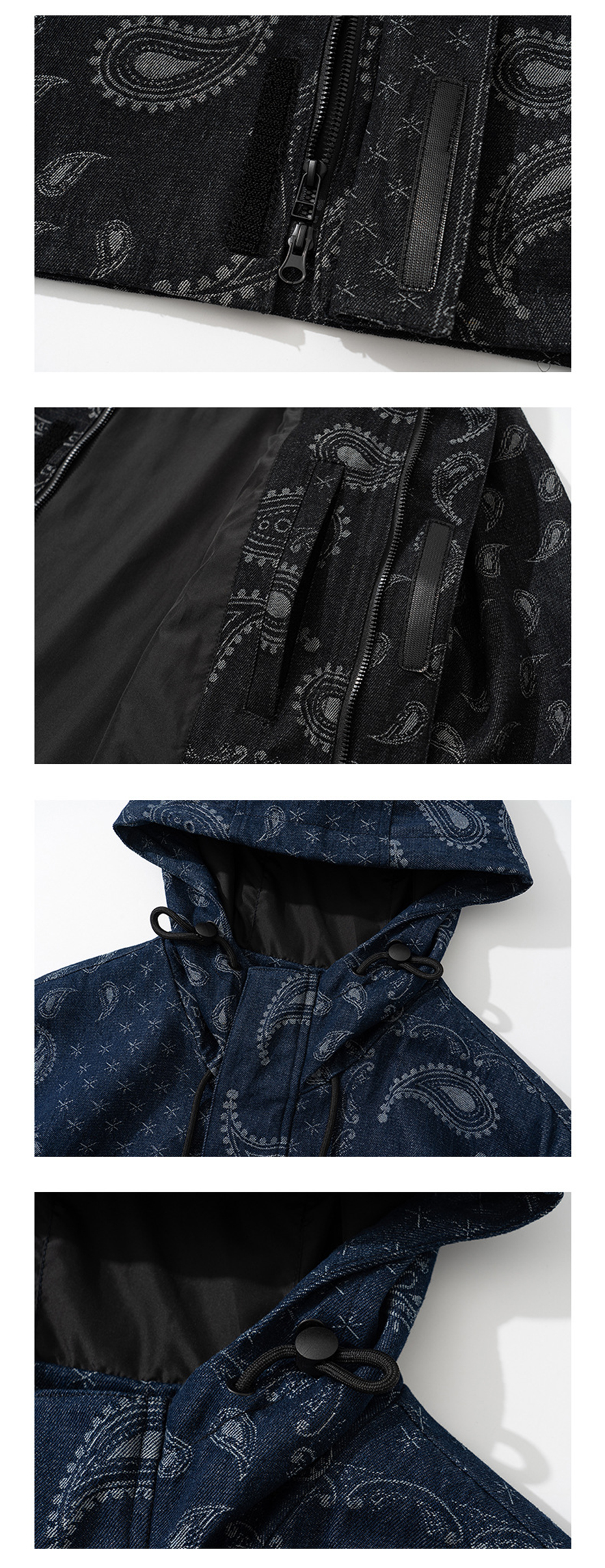 &Paisley Hooded Denim Jacket