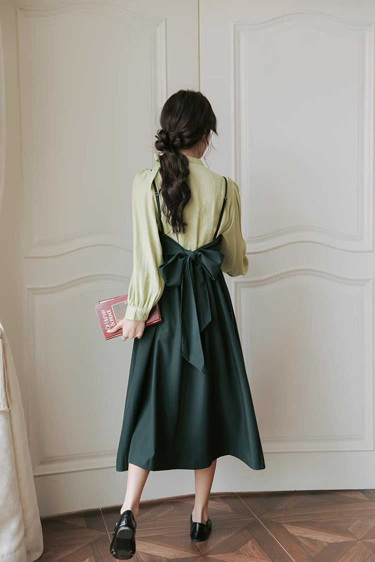 Bow Back Cami Dress & Blouse Set Maxct