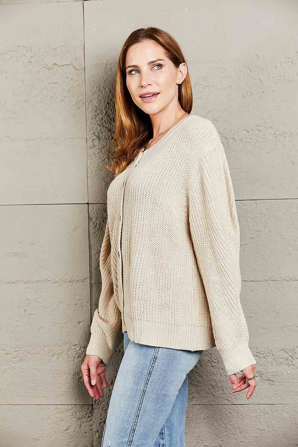 Maxct &Double Take Button Down Rib-Knit Reversible Sweater