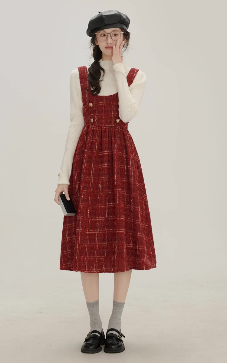 Sweet Apple Pie Plaid Pinafore Dress Maxct - Image 8