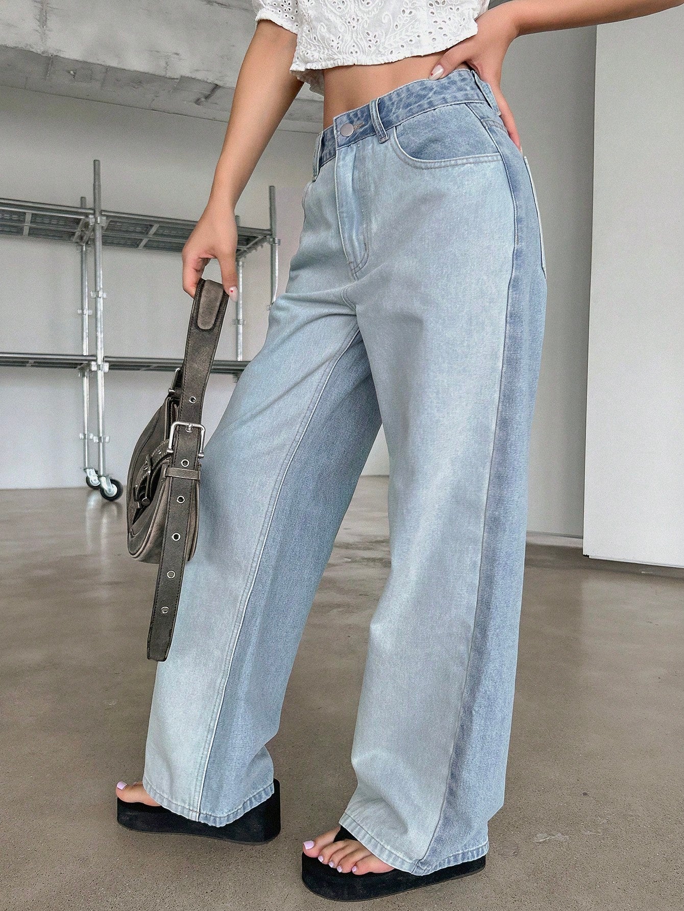 Maxct Women's Loose Fit Wide Leg Casual Denim Pants With Pockets