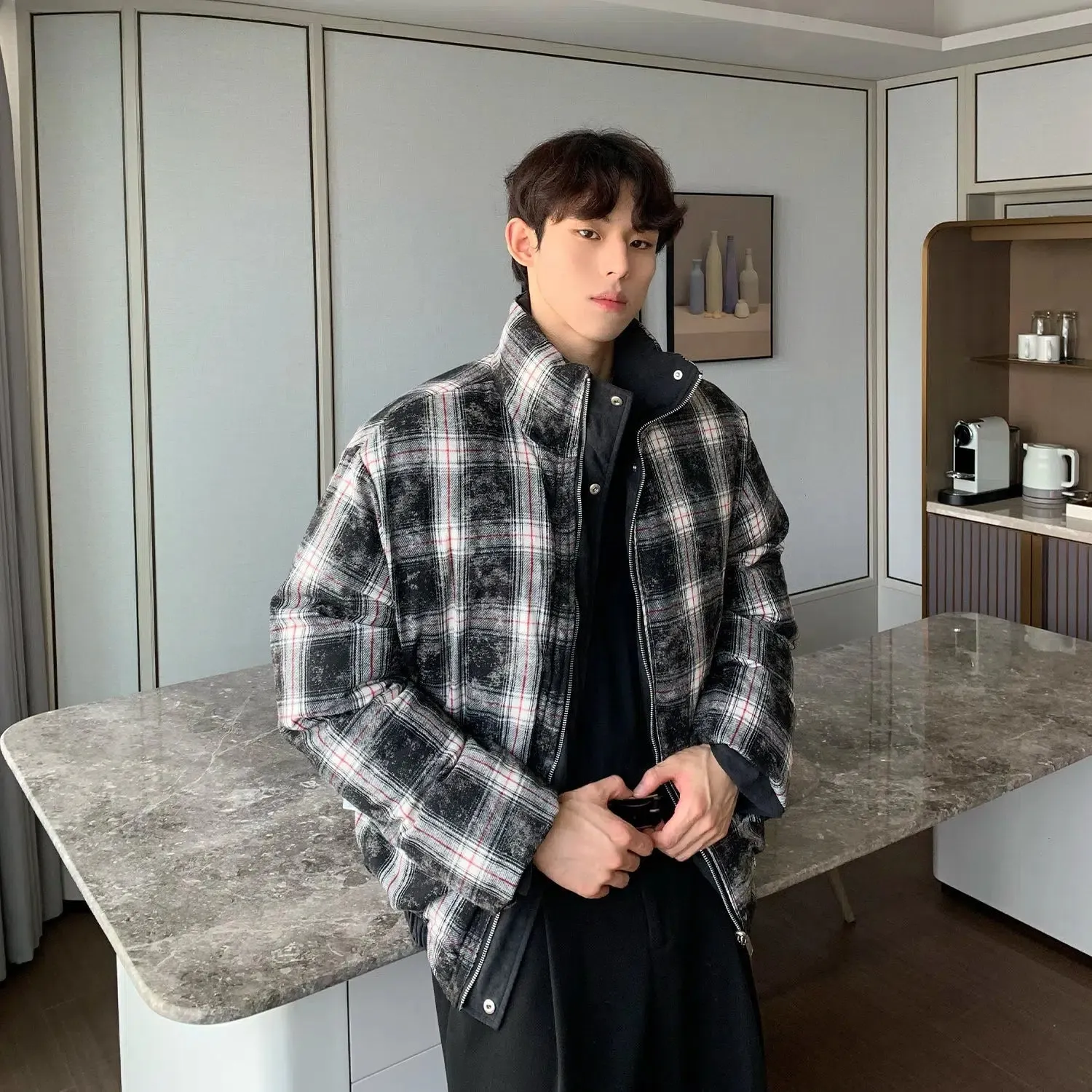 Maxct Plaid Double-Sided Cotton-Padded Coat