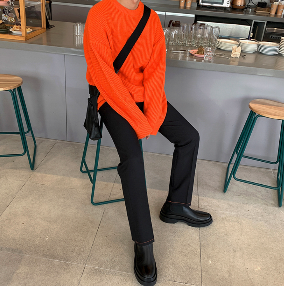 Maxct Orange Oversized Knit Sweater