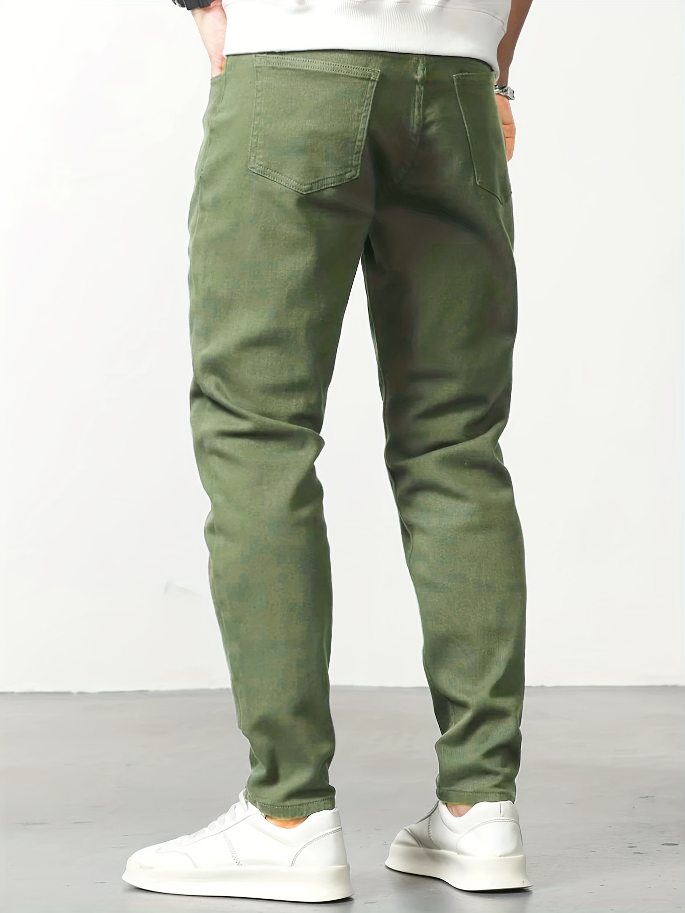 Men's Regular Straight Leg Jeans, Street Style Denim Pants With Pockets