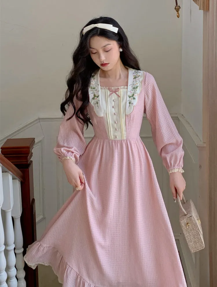 Sweet Floral Embroidered Midi Dress Maxct