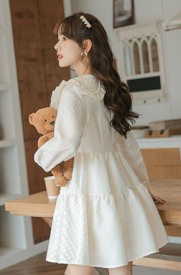 Jacquard Peter Pan Babydoll Tiered Mini Dress Maxct