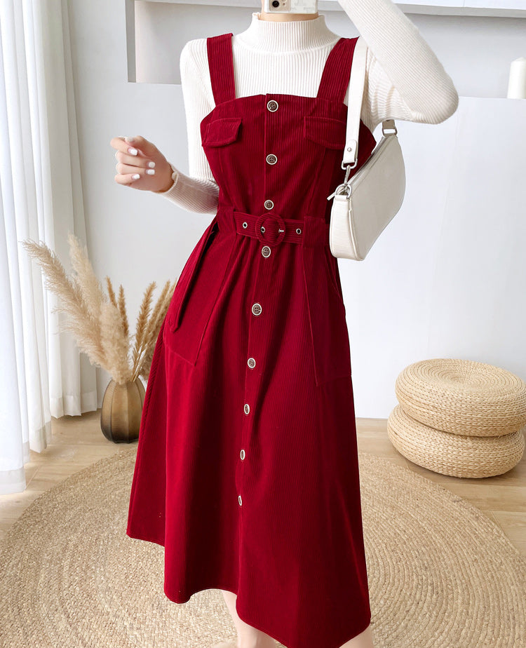 Corduroy Button Up Midi Dress Maxct