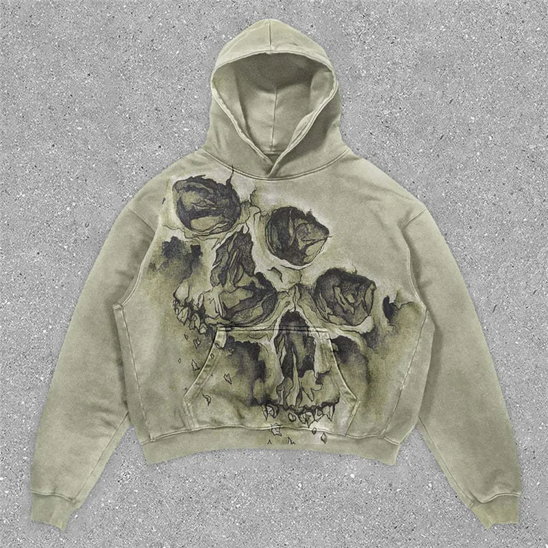 Maxct Hot Selling Street Skull Pullover Sweater Peripheral 3D Digital Printing Casual Loose Hooded Sweater