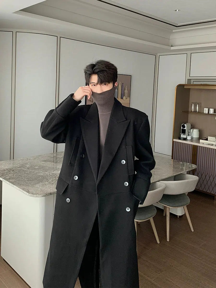 Maxct Long Double-breasted Woolen Coat