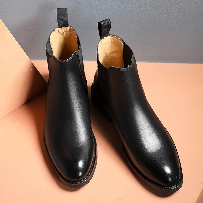 Elegant Slip-On Leather Chelsea Boots for Men - true deals club