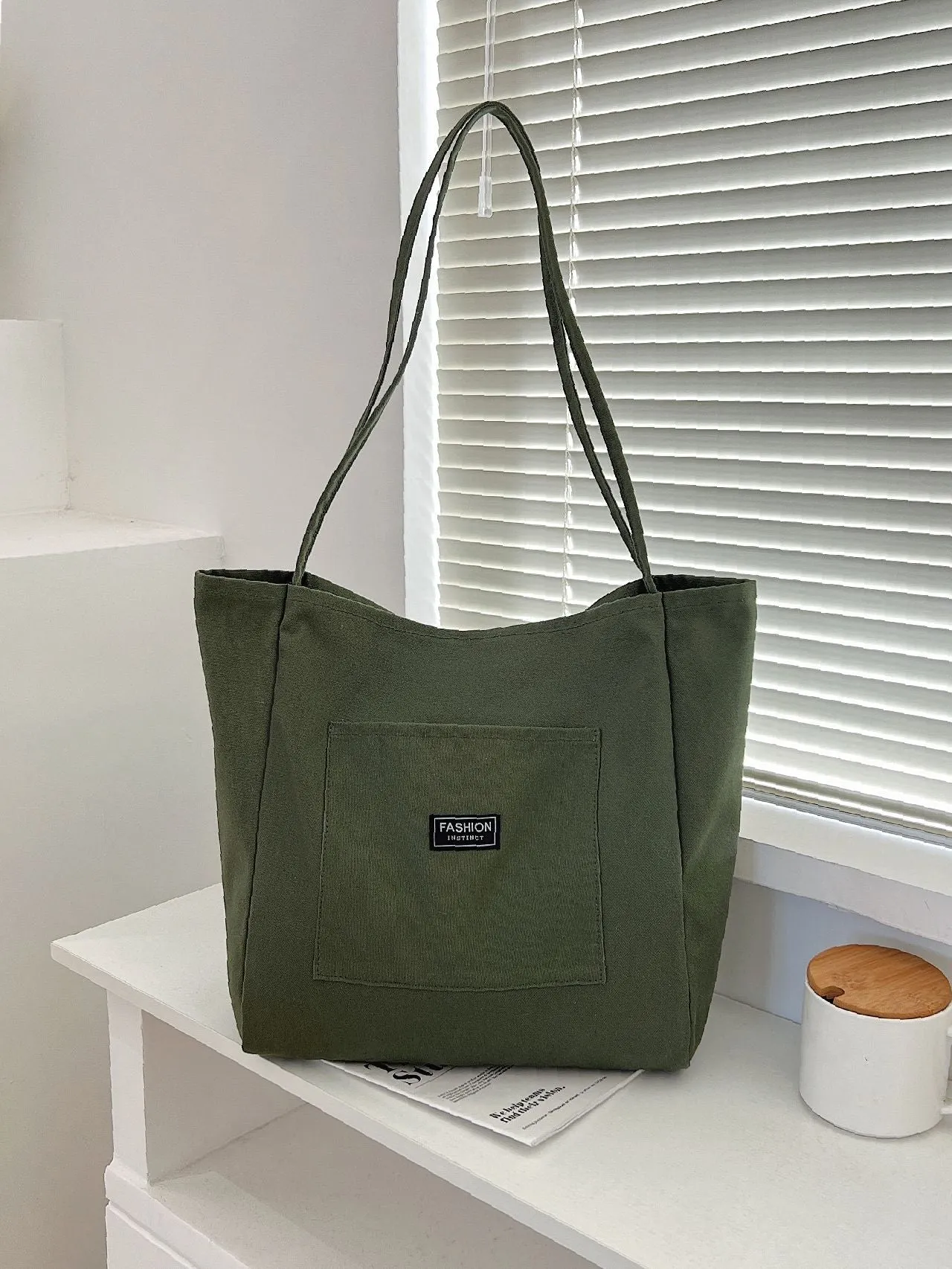 Maxct - Letter Patch Shoulder Tote Bag  - Women Tote Bags