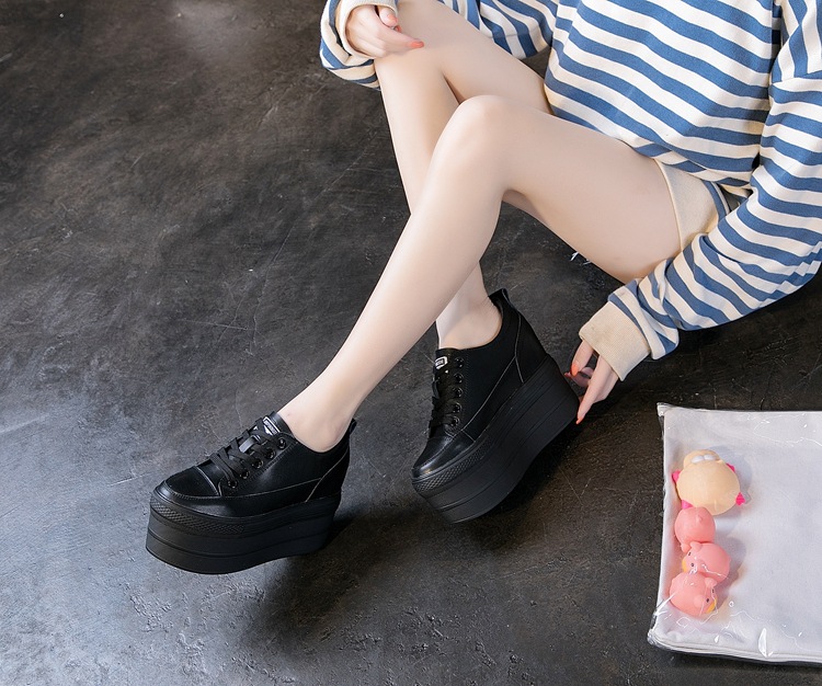 12cm Leather Vulcanized Shoes for Women - true-deals-club