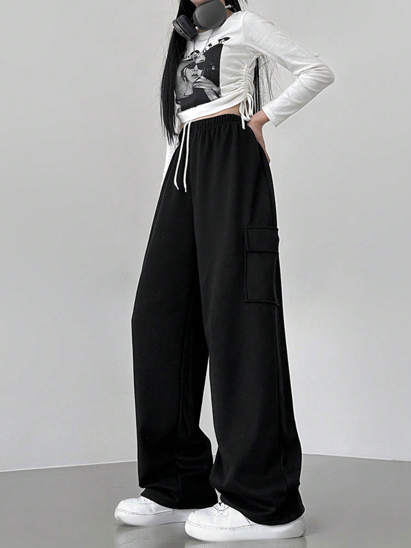 Maxct Women's Simple Solid Color Loose Casual Sports Pants