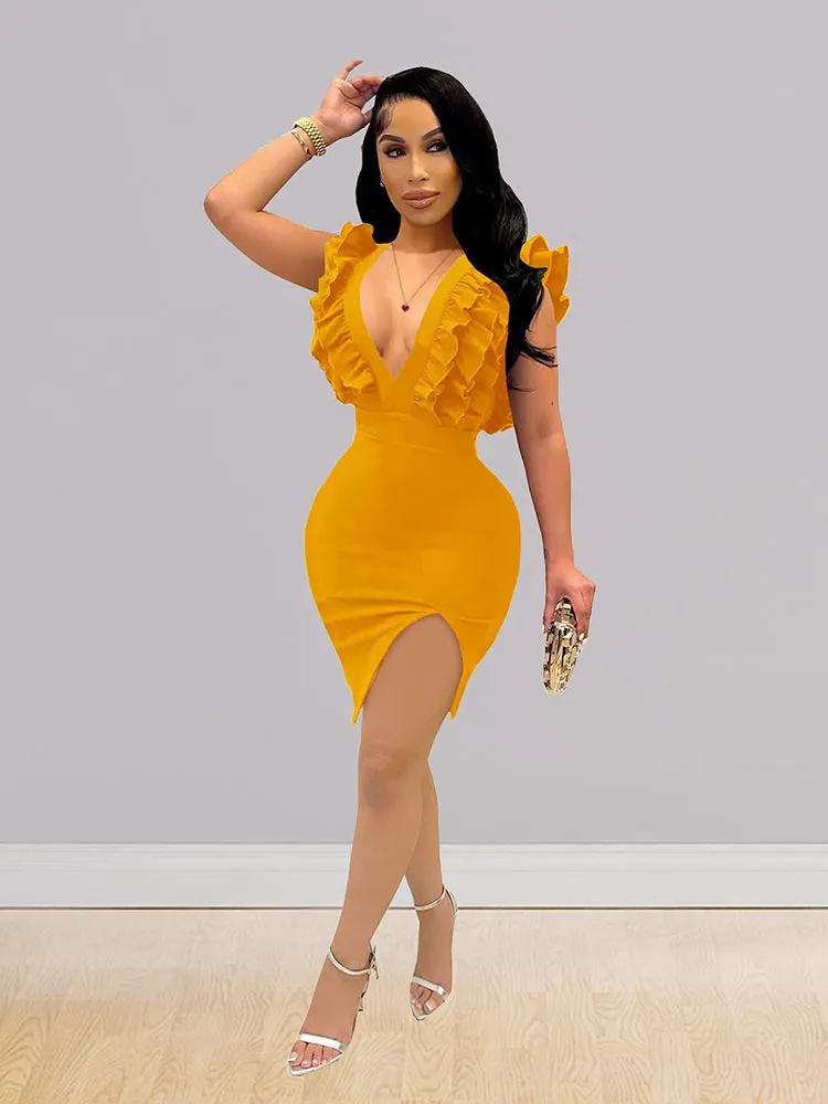 Ruffle Sleeveless Mini Dress Maxct