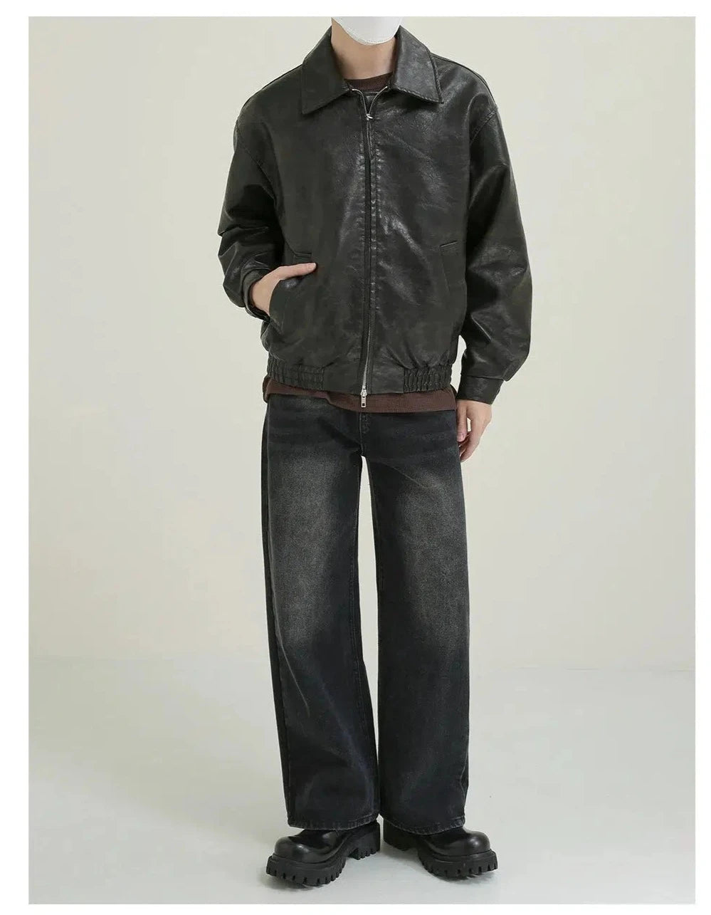 Maxct Vintage Zippered Leather Jacket
