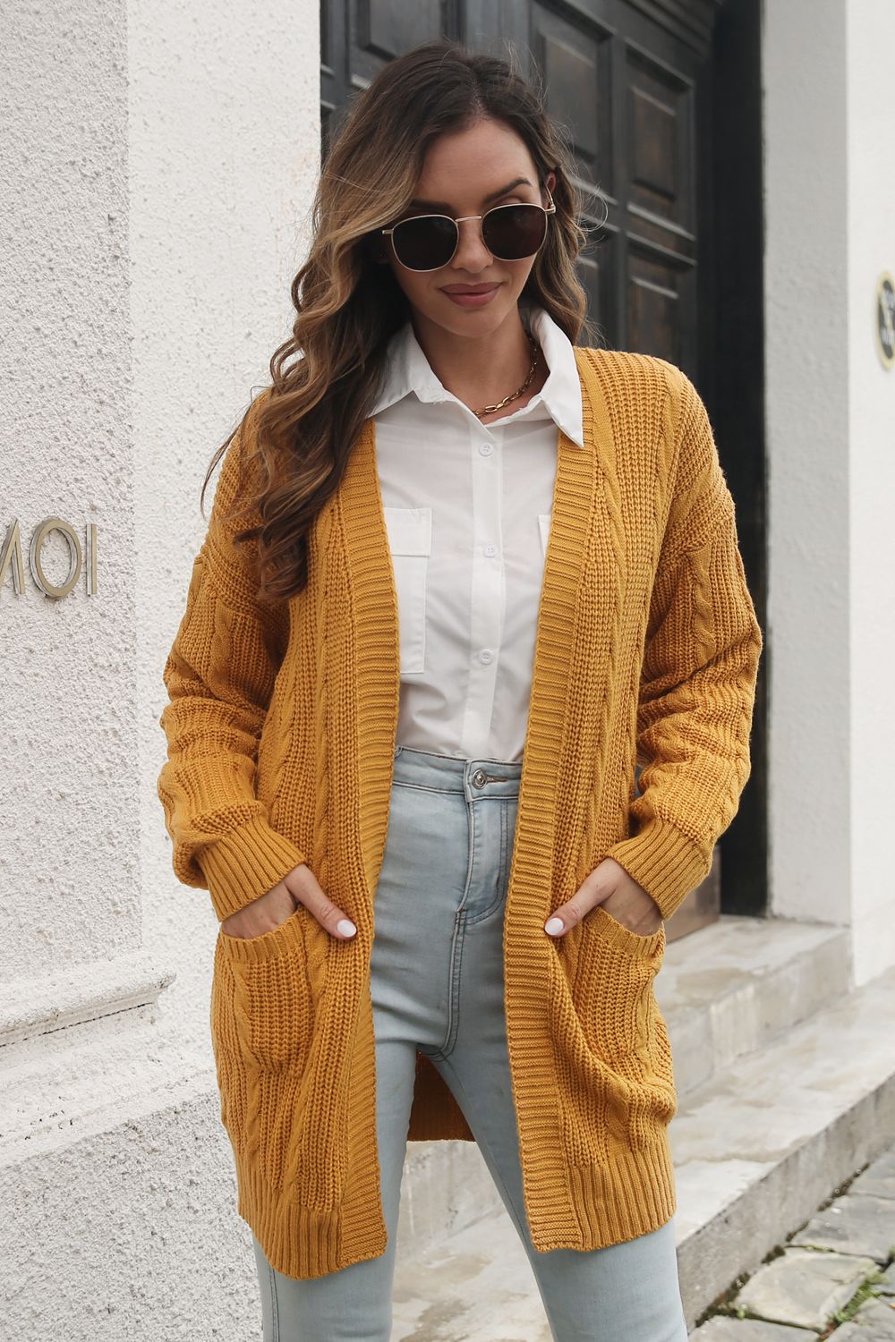 Maxct &Open Front Longline Cardigan with Pockets