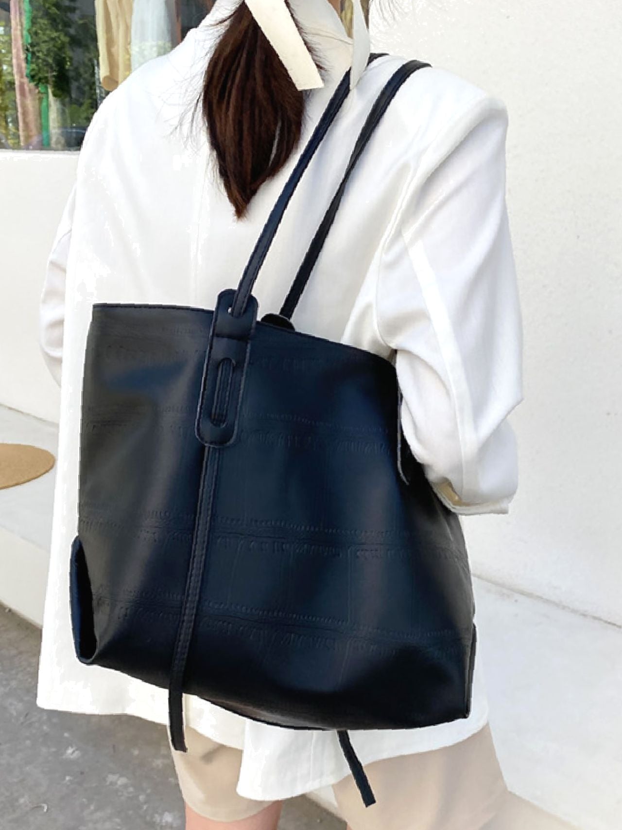 Maxct - Minimalist Textured Shoulder Tote Bag  - Women Tote Bags