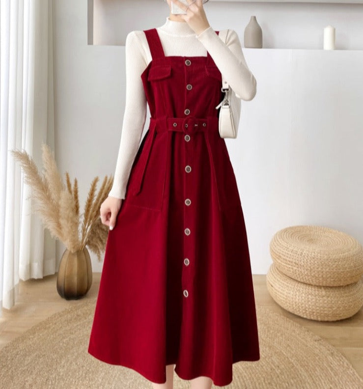 Corduroy Button Up Midi Dress Maxct