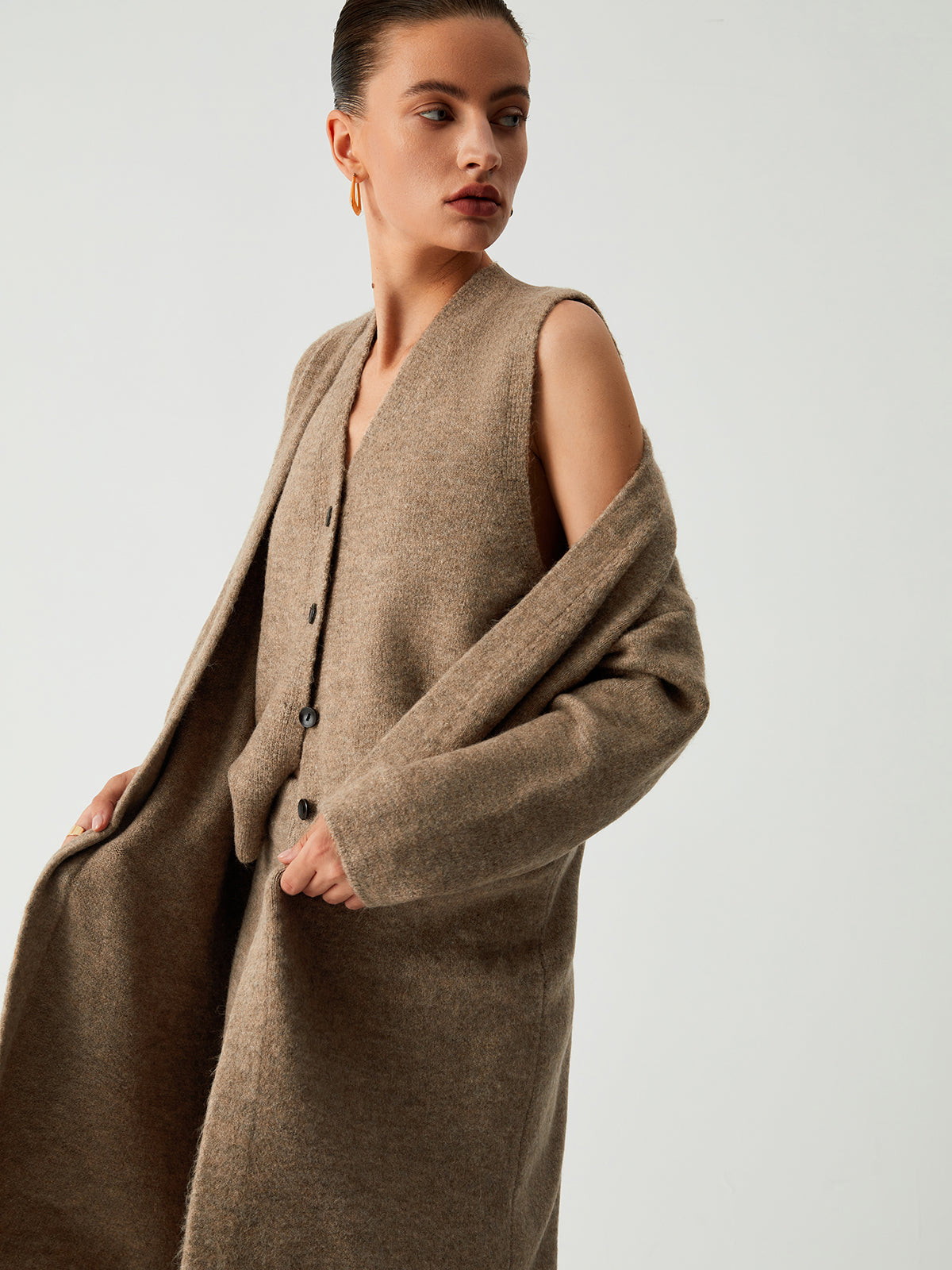 Maxct Leisure Long Cardigan Three Piece Pants Set