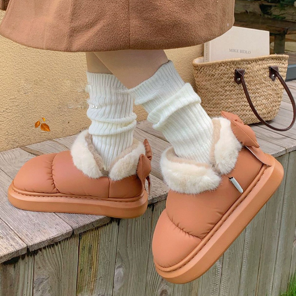 Winter Women's Cute Warm Bow Ankle Boots - true deals club