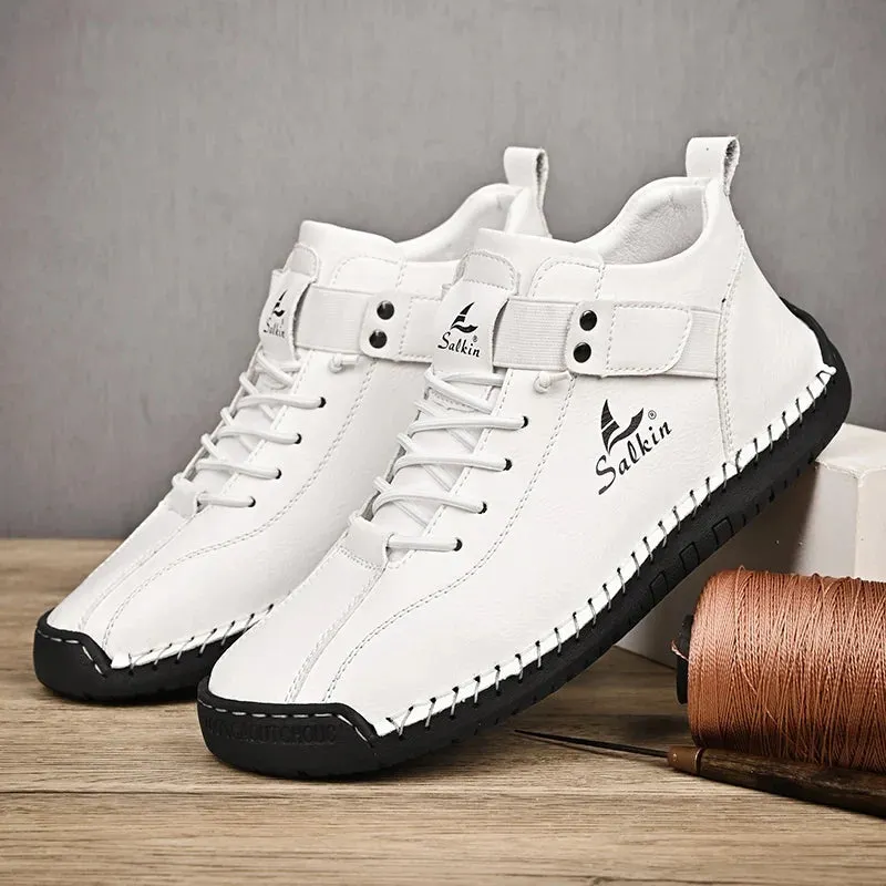 Handmade Design Sneakers Men's Casual Leather Ankle Boots Maxct