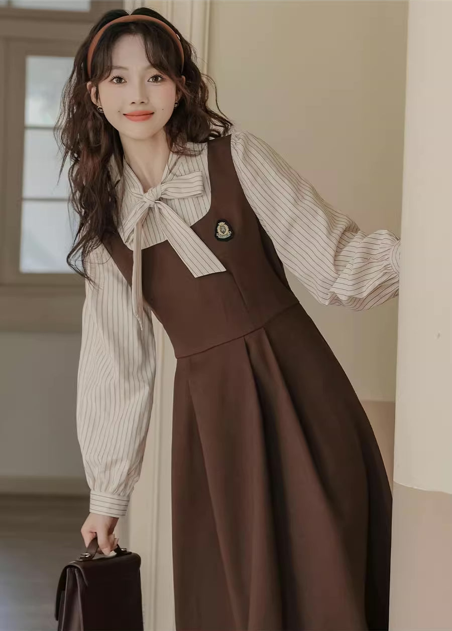 Stripe Academia Twofer Midi Dress Maxct