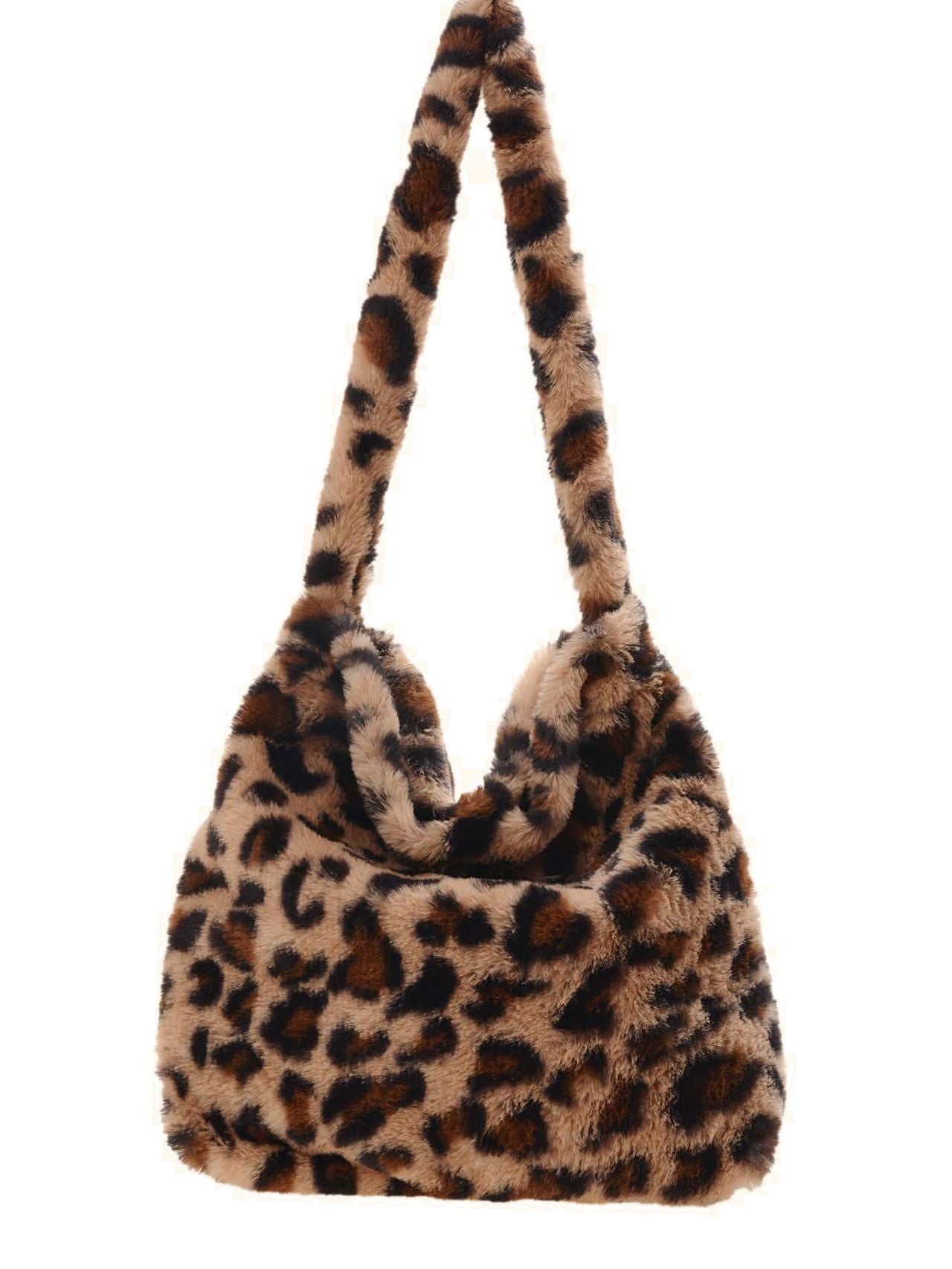 Bag For Love - Fluffy Leopard Pattern Square Bag  - Women Maxct Bags