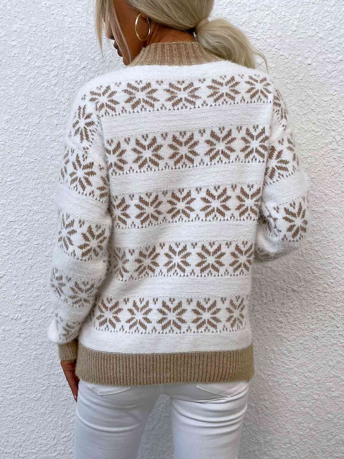 Maxct &Snowflake Pattern Mock Neck Sweater