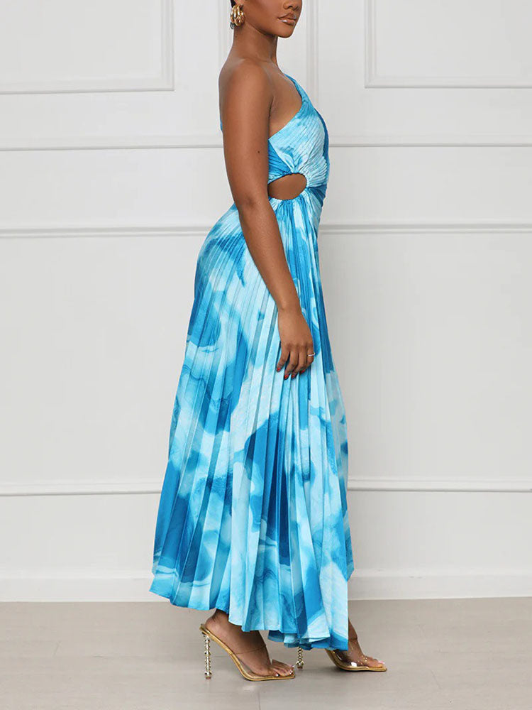 One Shoulder Pleated Dress Maxct