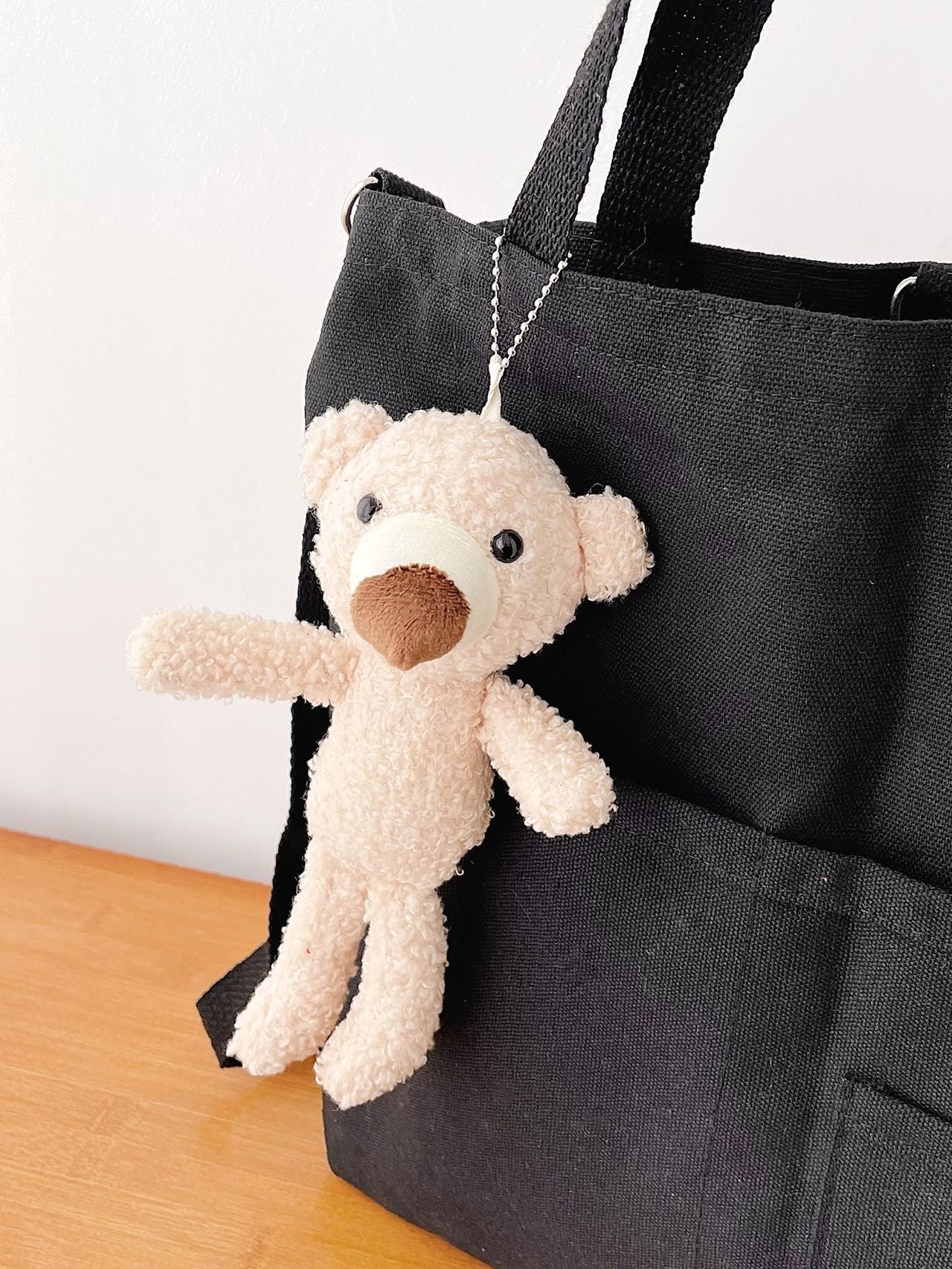 Maxct - Letter Graphic Shopper Bag with Bag Charm  - Women Tote Bags
