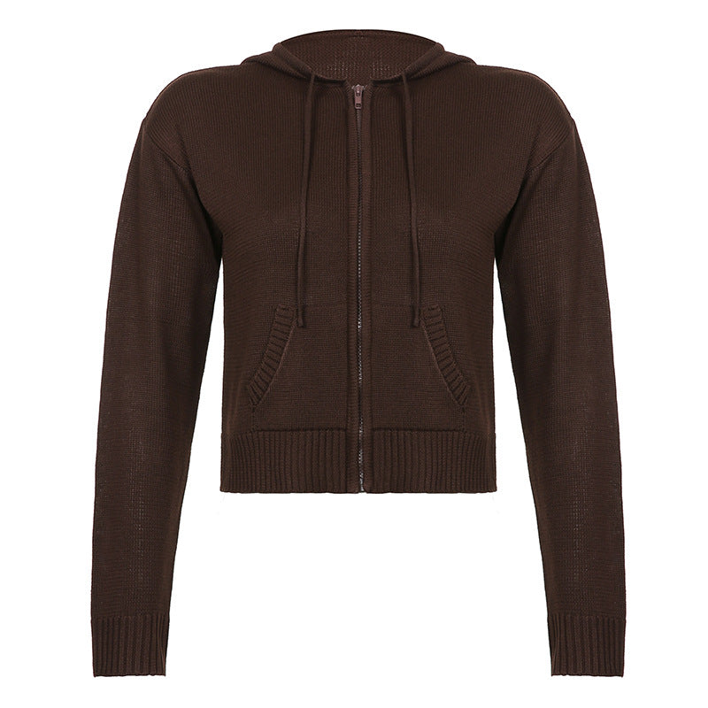 Maxct Slim Zipper Casual Hooded Sweater