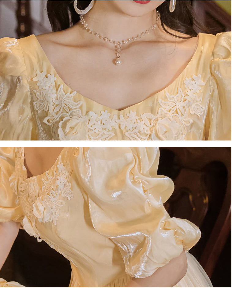 Belle Satin Puff Sleeve Maxi Dress Maxct